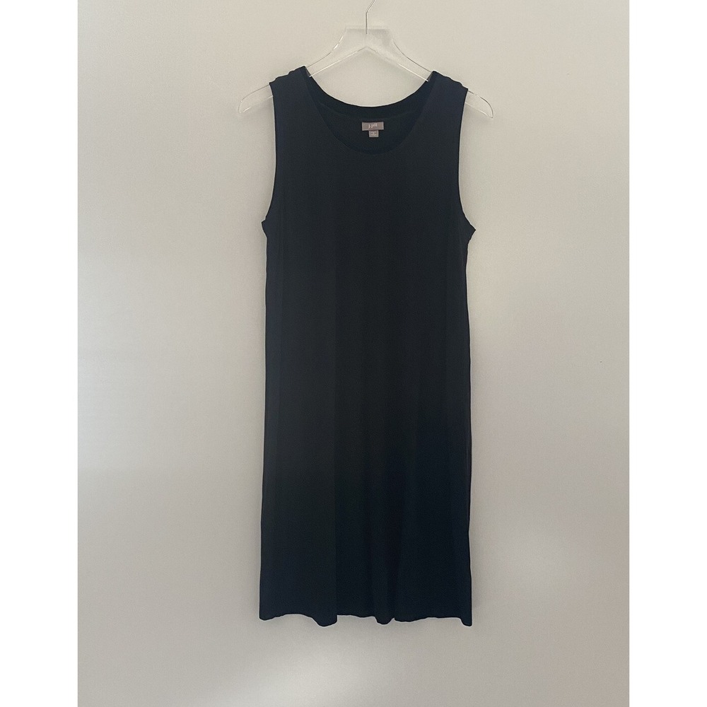 J. Jill Womens Black Sleeveless Stretch Knit Shift Dress Size Medium 0864